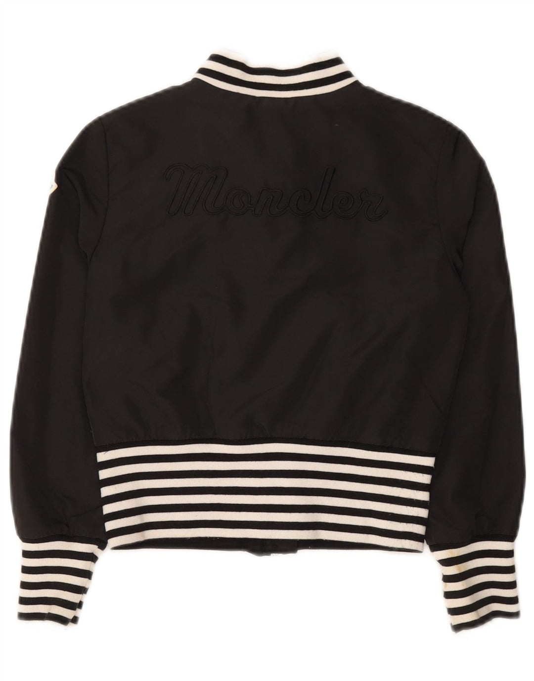 Jachetă Bomber Crop pentru fete Moncler 9-10 ani din poliamidă cu dungi negre