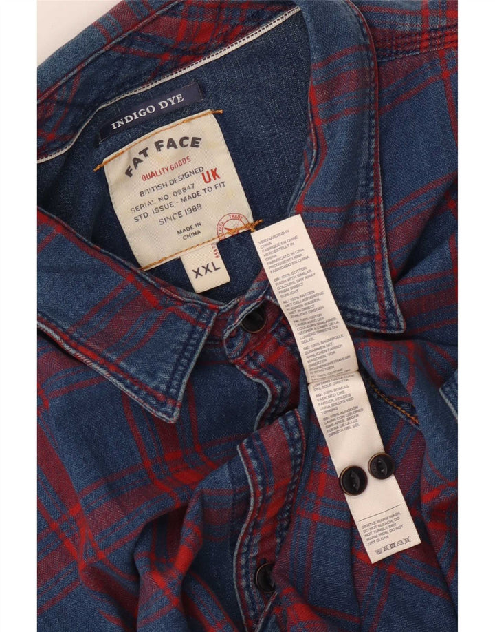 Cămașă Indigo pentru bărbați Fat Face 2XL, bumbac cu carouri albastre