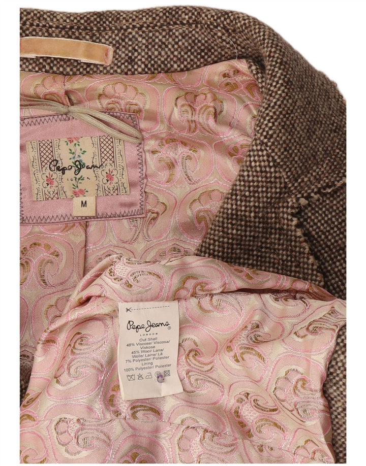PEPE Jeans Jachetă Blazer pentru femei cu 2 nasturi UK 12 Medium Gri Viscose