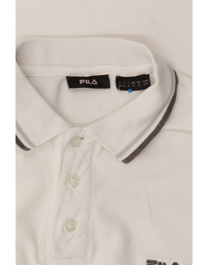 FILA Mens Long Sleeve Polo Shirt Small White Cotton Vintage Fila and Second-Hand Fila from Messina Hembry 
