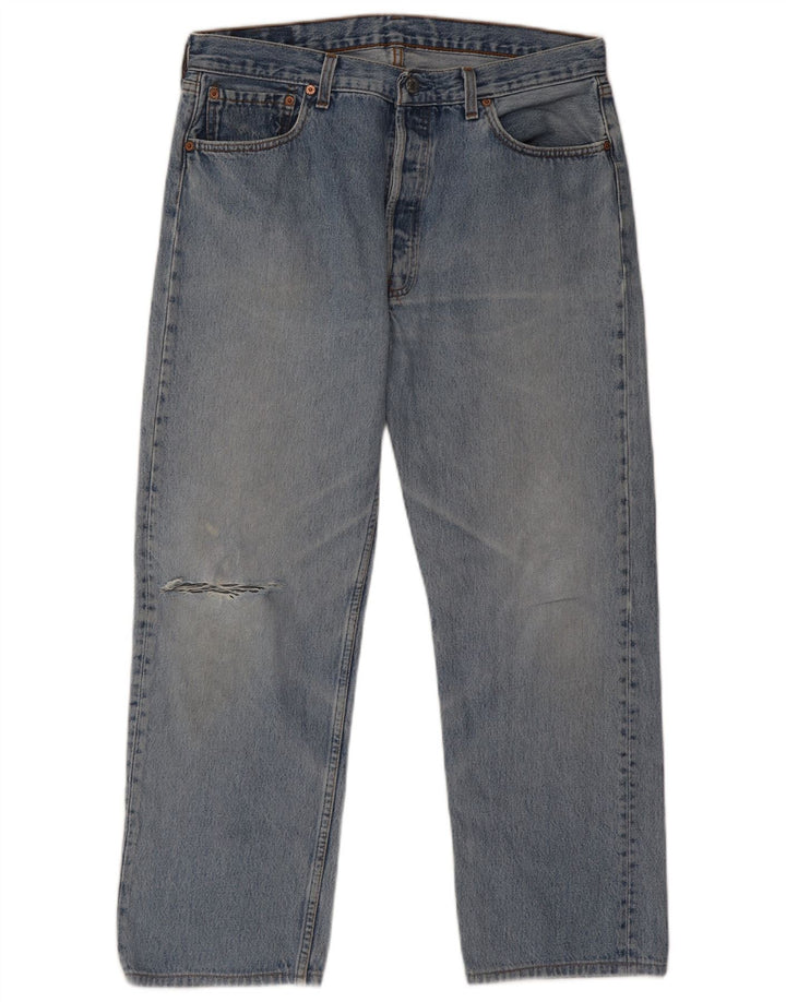 Blugi drepți distressed 501 Levi's pentru bărbați L32 L27 Bumbac albastru