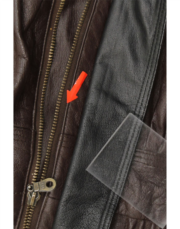 VINTAGE Mens Leather Jacket IT 50 Large Brown Leather Vintage Vintage and Second-Hand Vintage from Messina Hembry 