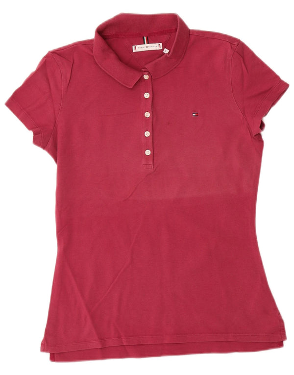 Tricou polo Tommy Hilfiger pentru femei UK 12, bumbac roșu mediu