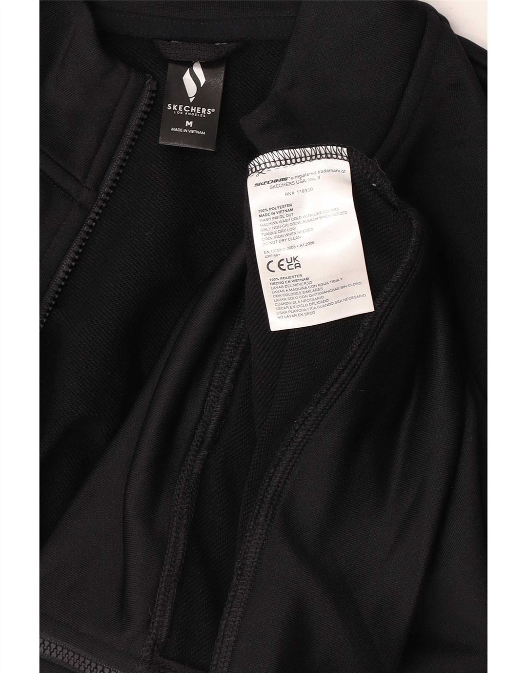 Jachetă de top pentru trening grafic Skechers pentru femei UK 14 Poliester mediu negru