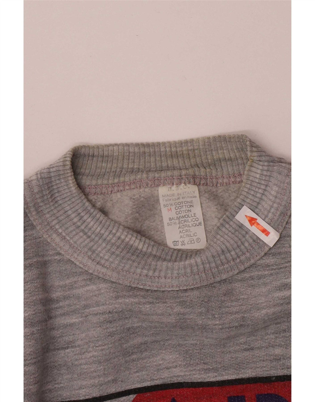 Pulover de hanorac cu grafic vintage pentru femei UK 14 Medium Gri Colorblock