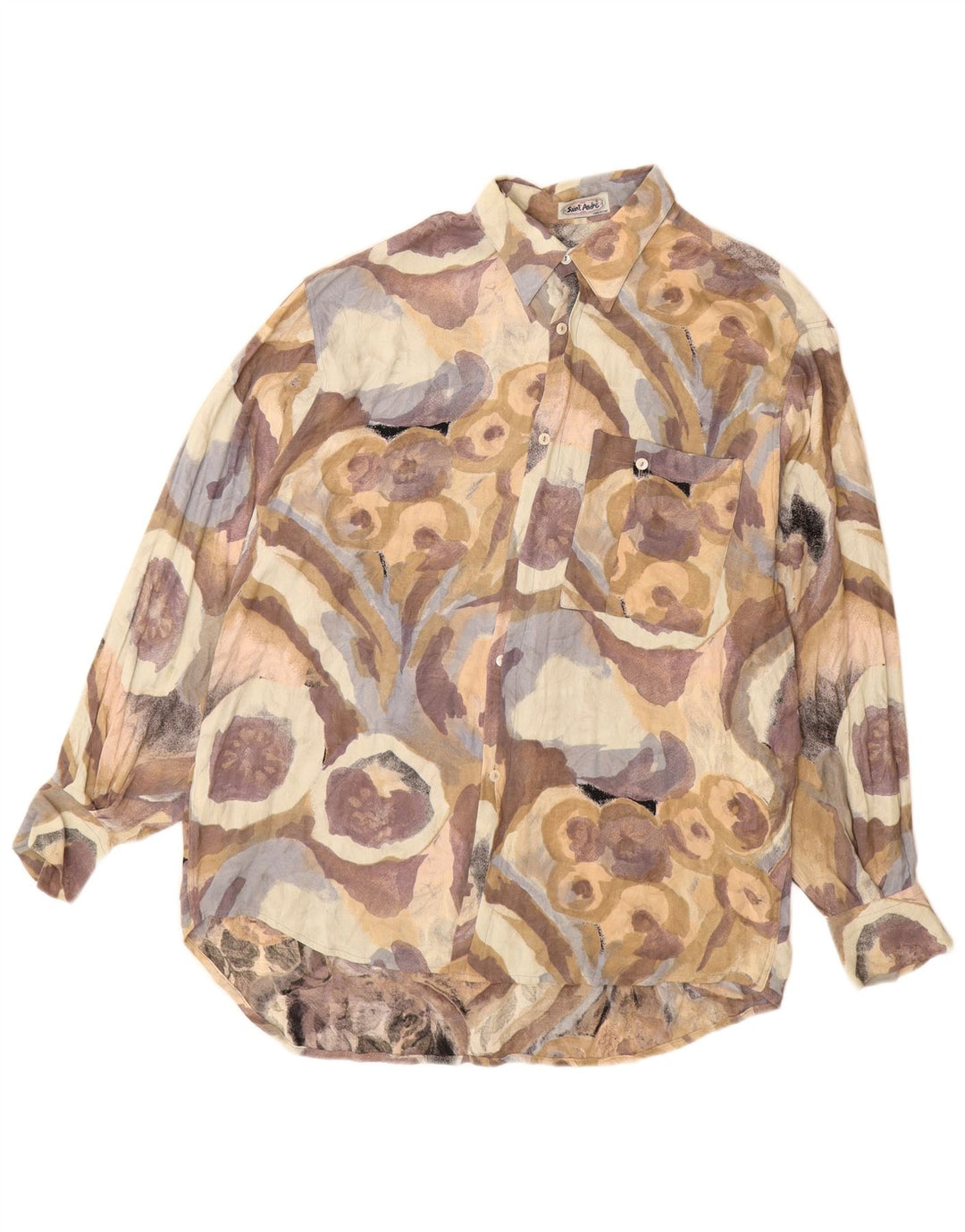 Cămașă vintage pentru bărbați, cu model abstract, vâscoză medie multicoloră