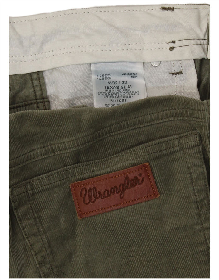 Pantaloni Wrangler pentru bărbați, Texas Slim Fit, din velur, L32 L32, bumbac verde