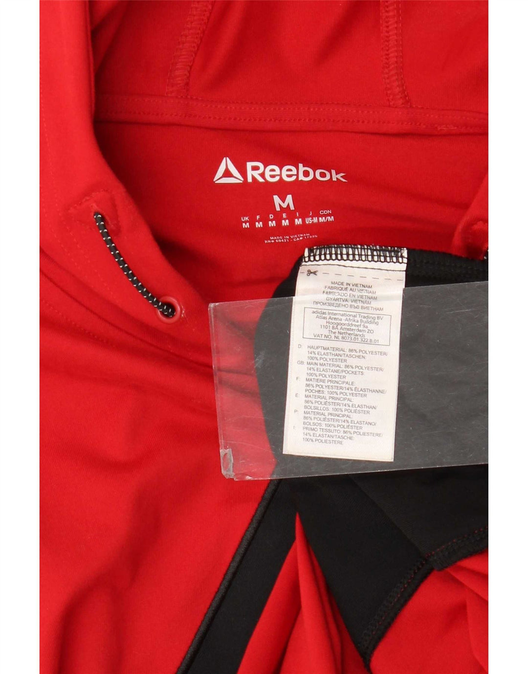 Pulover Reebok pentru bărbați cu glugă grafic, poliester mediu roșu