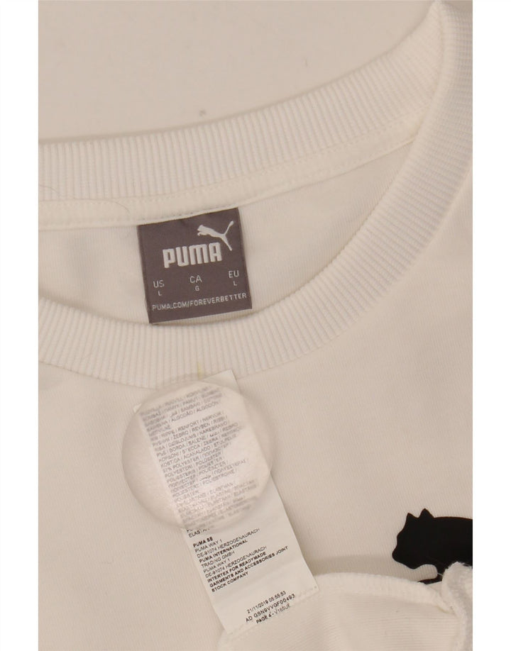 Pulover grafic pentru bărbați Puma Pulover mare, alb, poliester