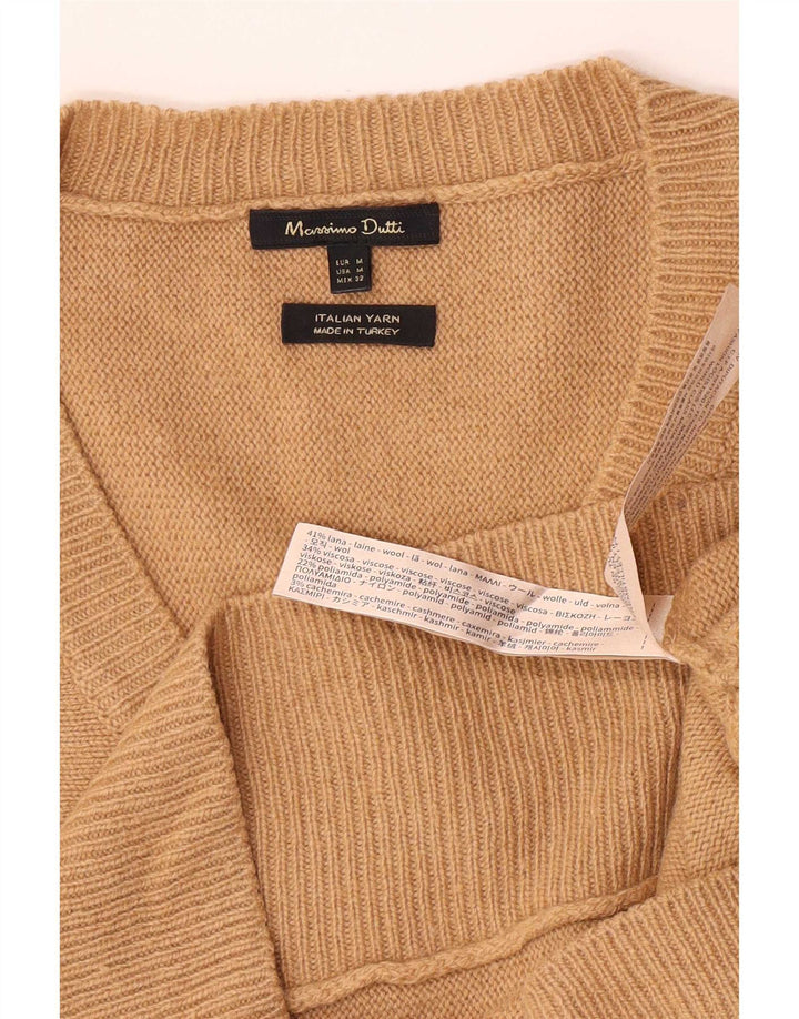 Pulover cu decolteu în V Massimo Dutti pentru femei UK 14 Lână mediu bej