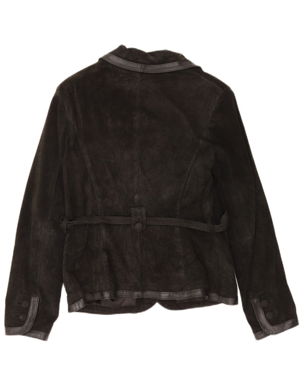 Următorul Jachetă Blazer de piele intoarsa cu 3 nasturi pentru femei UK 14 Medium Black Leather