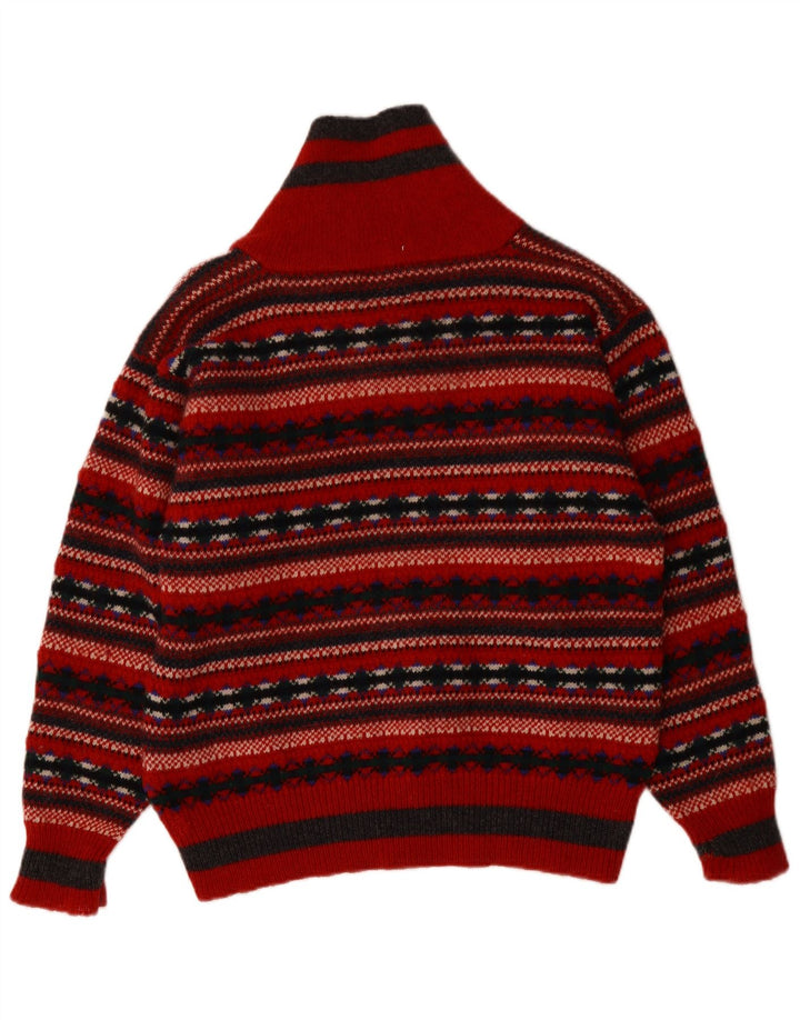PRINCIPII Pulover cu gât șal pentru femei UK 14 Medium Red Fair Isle