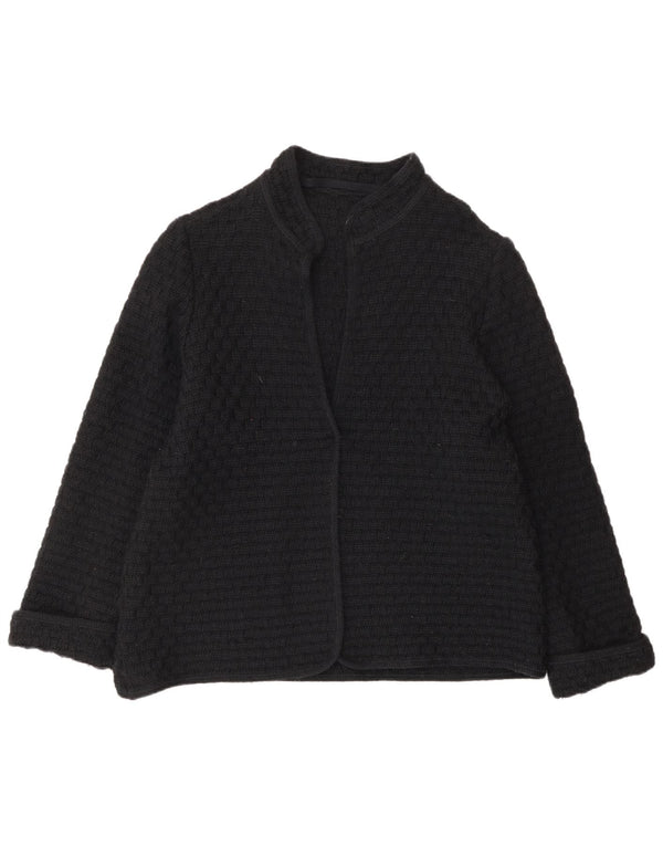 Pulover Cardigan Vintage pentru Damă UK 12 Medium Lână Neagră