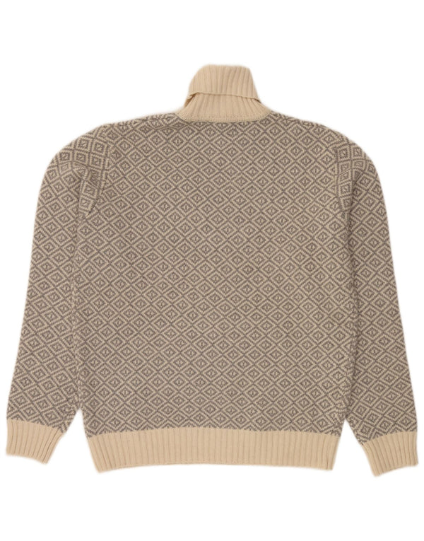 Marina Militare Pulover pentru bărbați cu gât rulat, 3XL, bej, lână de miel geometrică