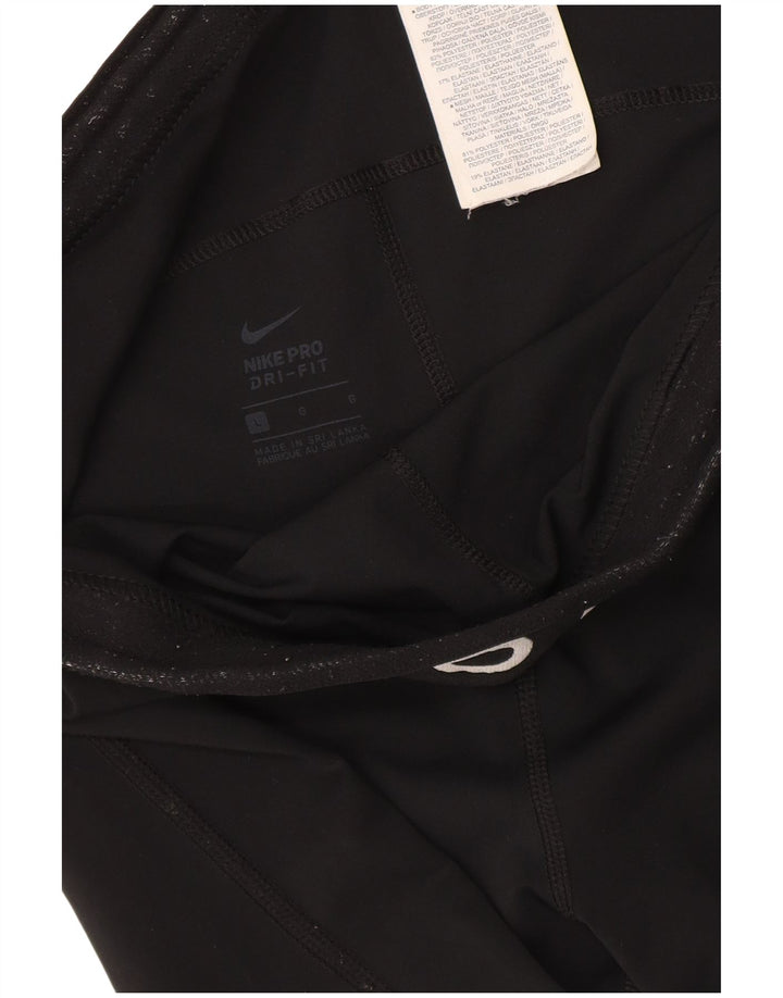 Leggings Nike Dri Fit Crop Graphic pentru femei UK 14 Poliester negru mare