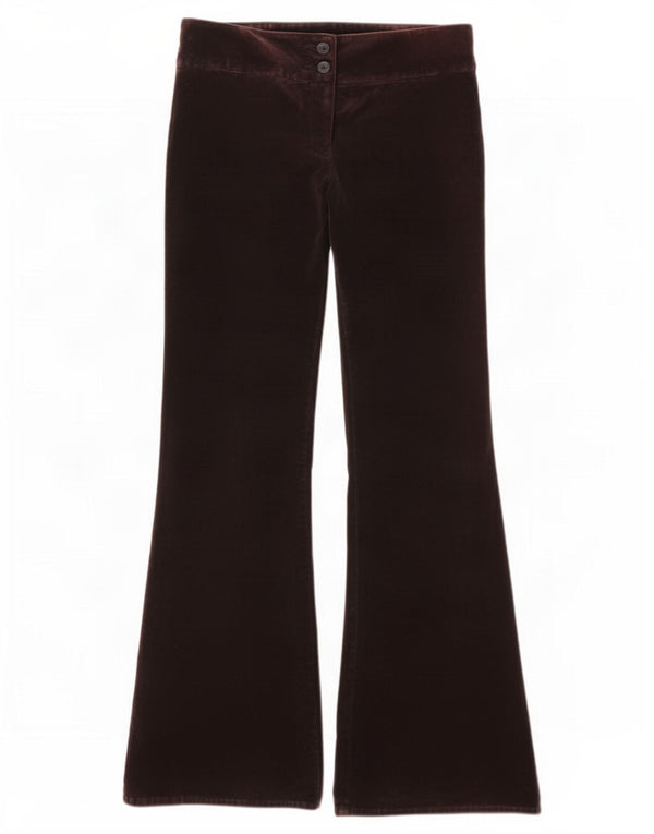 Pantaloni casual Topshop pentru femei din catifea evazați UK 10 mici W28 L31 maro