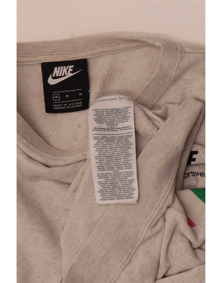 Pulover oversized pentru femei Nike Crop pentru femei UK 14 Medium Gri cu dungi