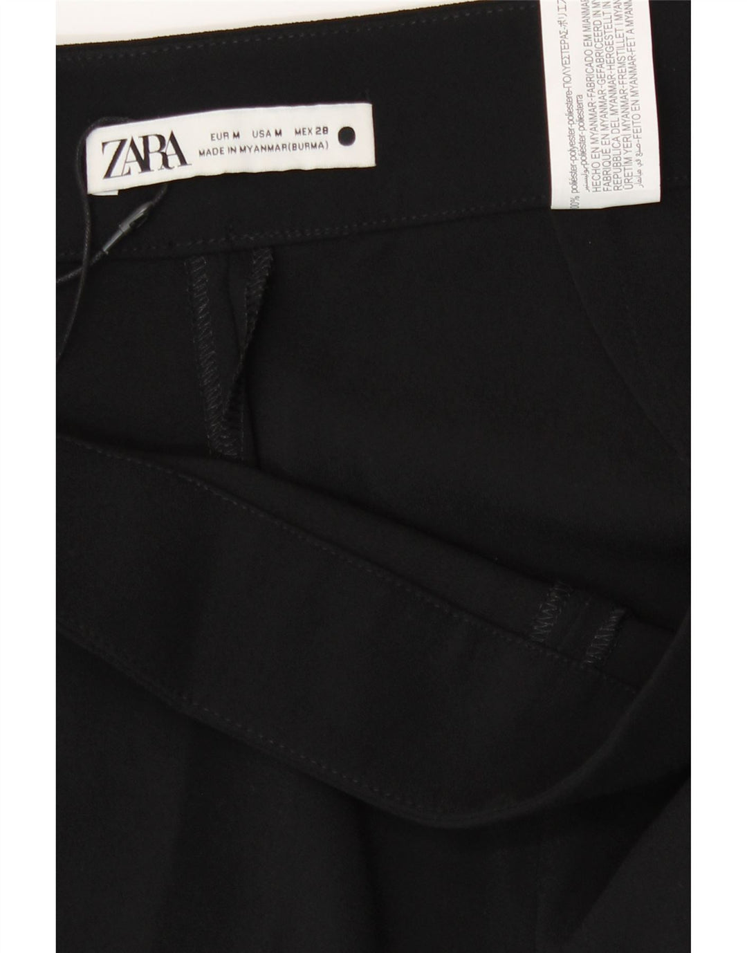 Pantaloni casual pentru femei Zara cu picioare largi Mediu L30 L33 Poliester negru