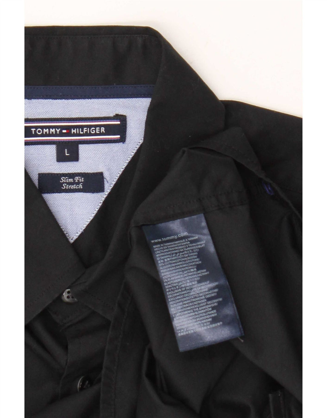 Cămașă pentru bărbați Tommy Hilfiger Stretch Slim Fit, mare, negru, bumbac