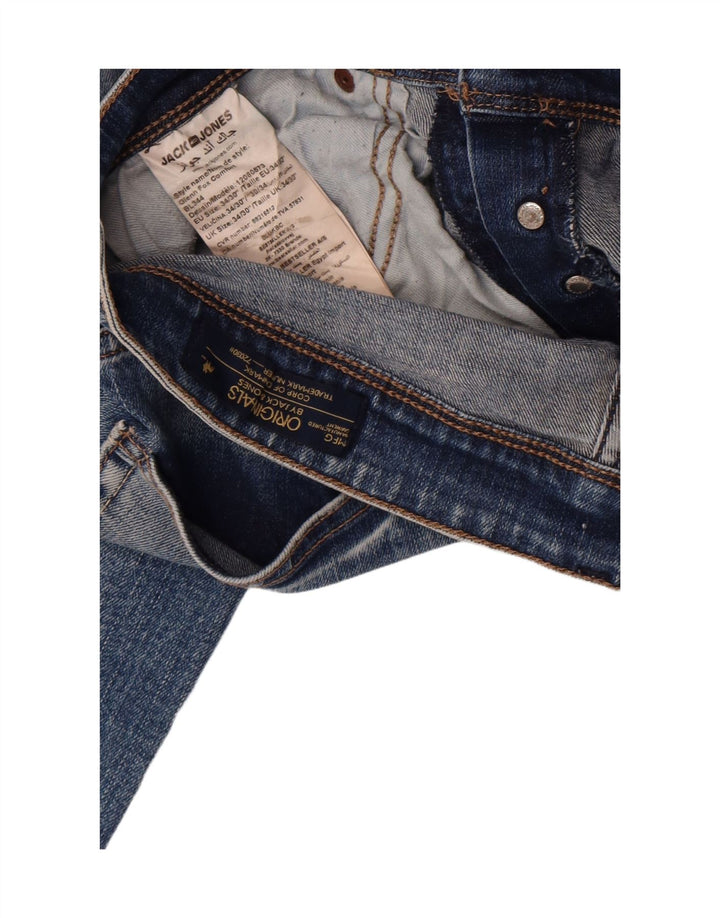 Blugi slim pentru bărbați Jack & Jones Distressed W34 L30 Bumbac albastru