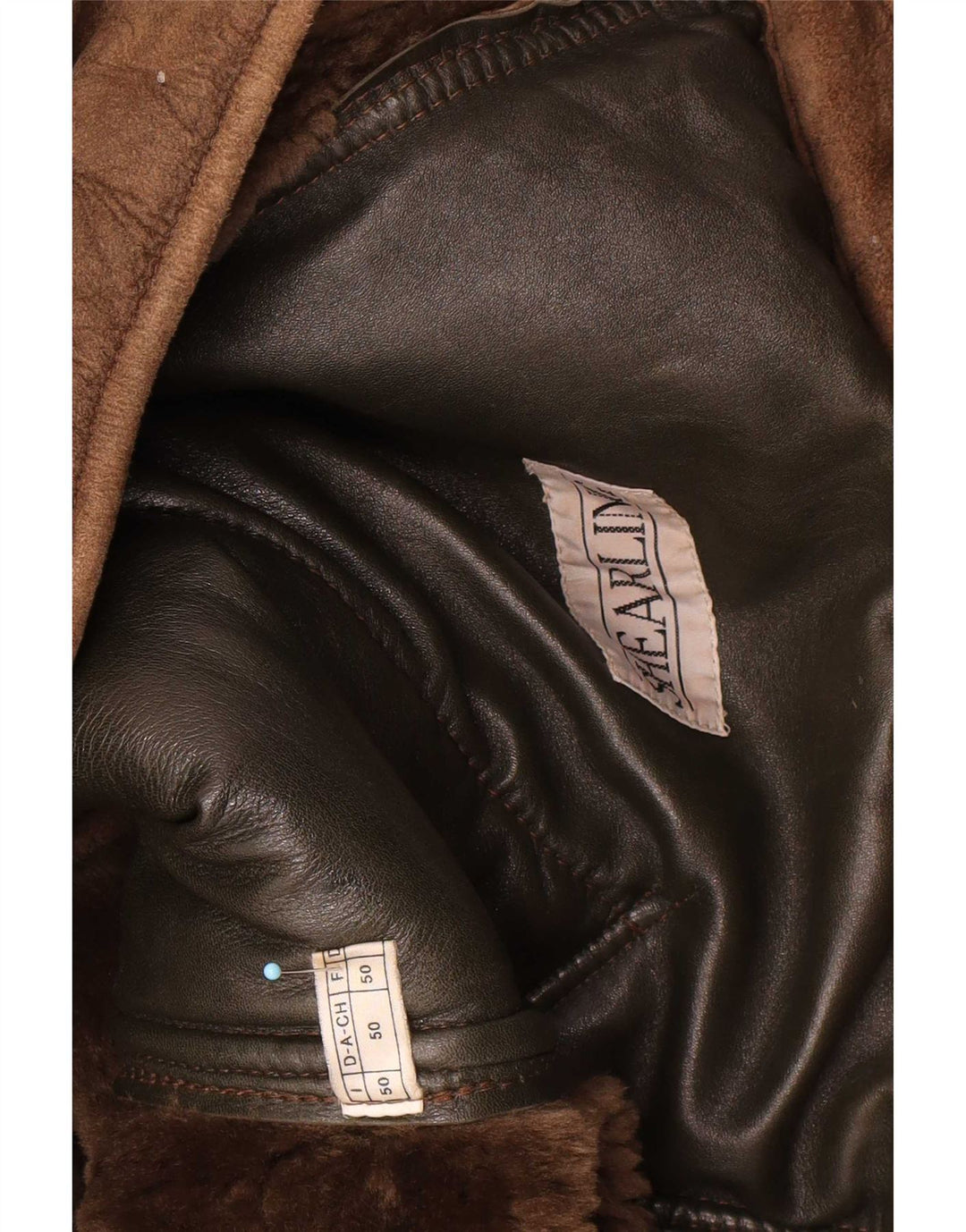 Jachetă vintage pentru bărbați din shearling IT 50 Large Brown