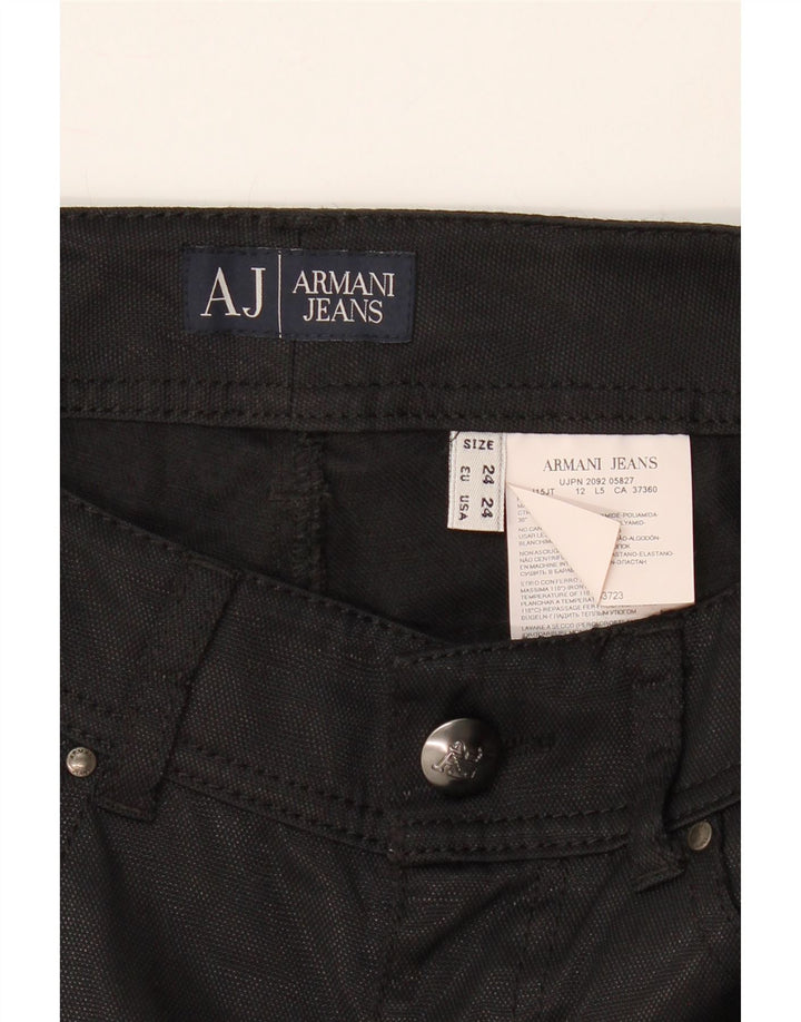 ARMANI Womens Straight Casual Trousers W24 L32 Black Polyester Vintage Armani and Second-Hand Armani from Messina Hembry 