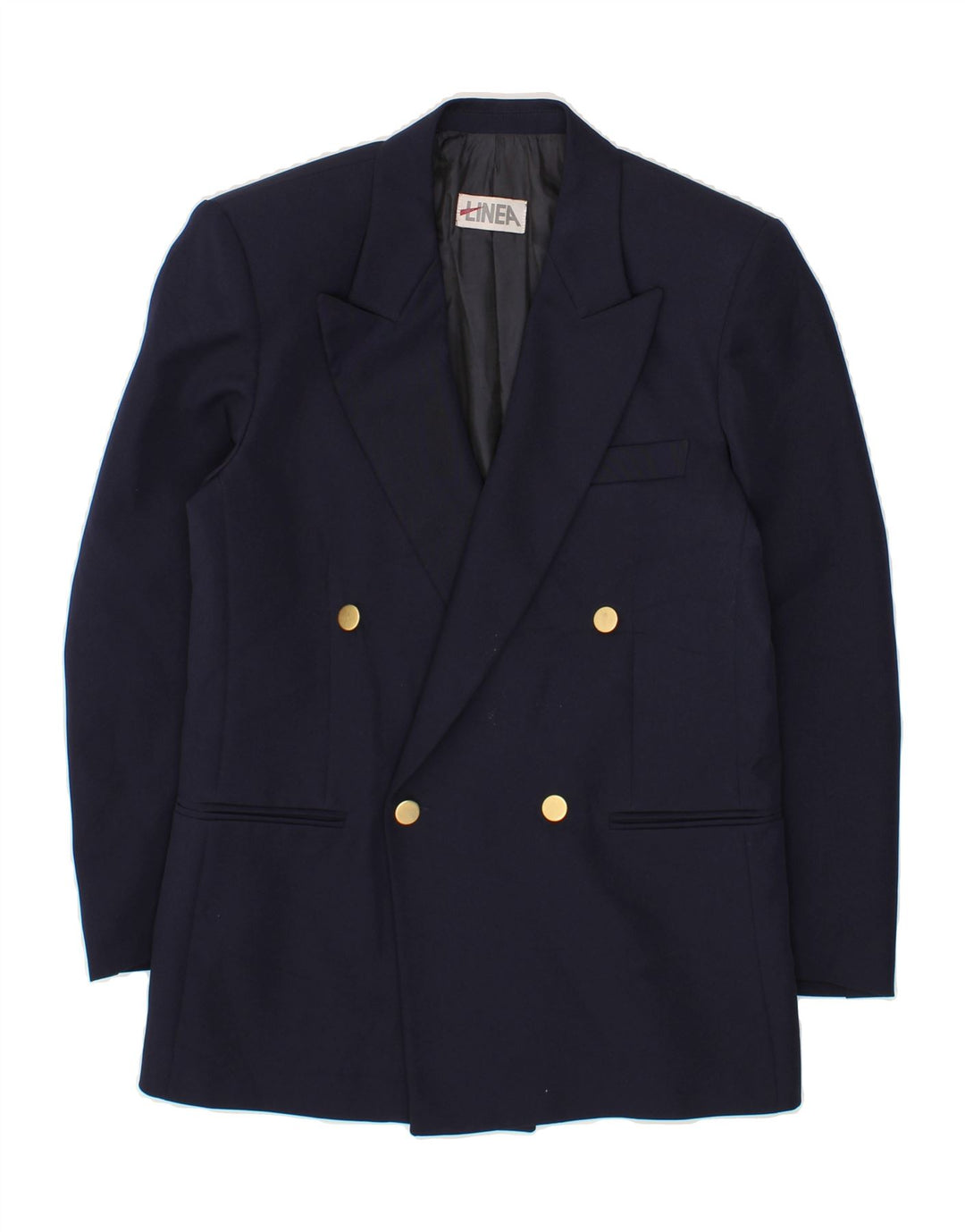 VINTAGE Womens Double Breasted Blazer Jacket IT 44 Medium Navy Blue Vintage Vintage and Second-Hand Vintage from Messina Hembry 