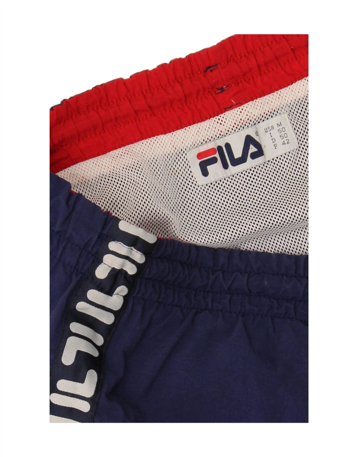 FILA Mens Graphic Casual Shorts IT 50 Medium Navy Blue Polyamide Vintage Fila and Second-Hand Fila from Messina Hembry 