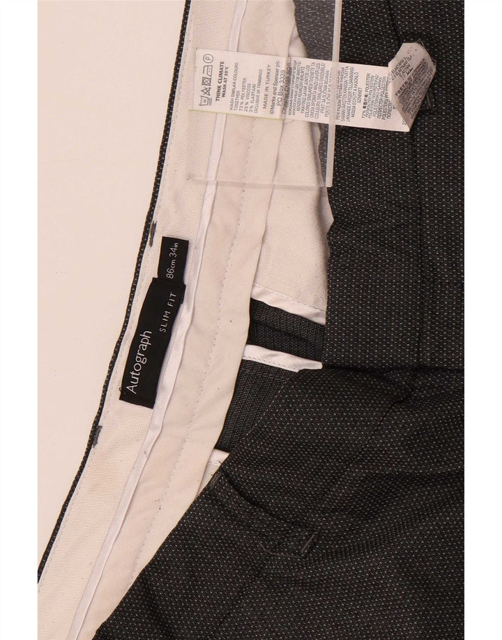 Pantaloni scurți chino pentru bărbați Marks & Spencer Slim Fit W34 Poliester cu pete gri mari