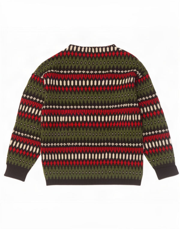 Pulover Geyer pentru bărbați, cu gât de barcă, IT 46 Small Green Fair Isle
