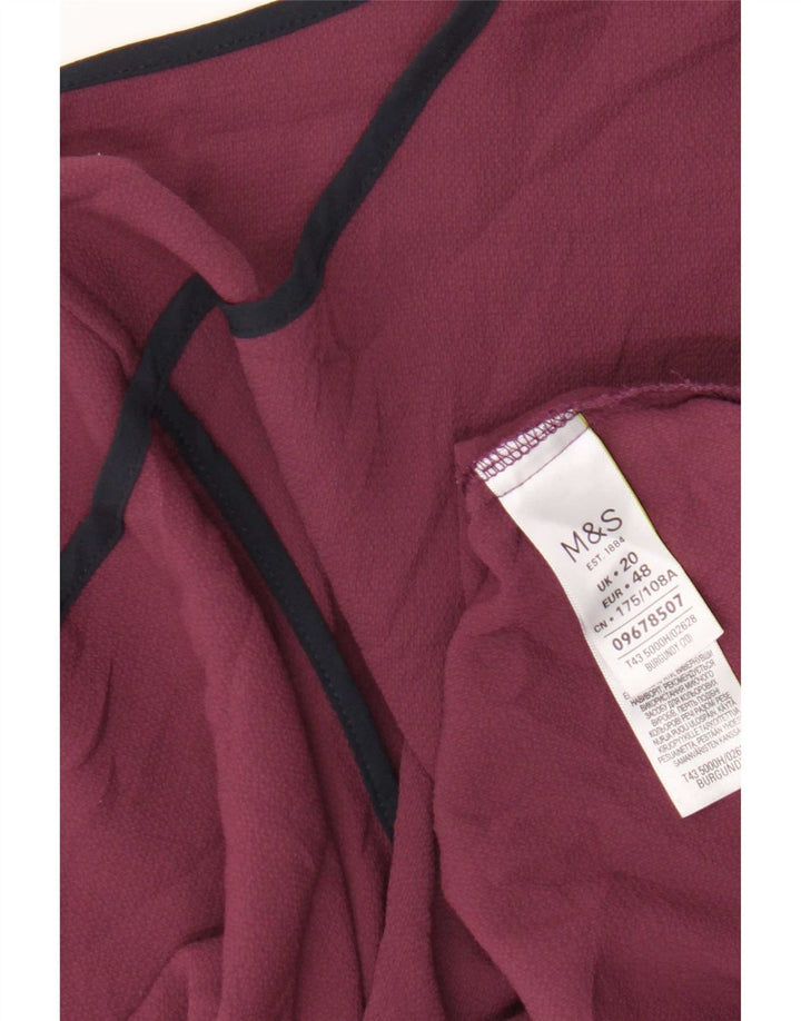 Bluză obișnuită pentru femei Marks & Spencer Top UK 20 2XL Bordeaux Poliester