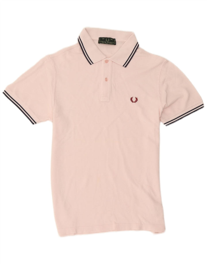 Cămașă polo Fred Perry pentru bărbați, bumbac cu dungi roz mediu