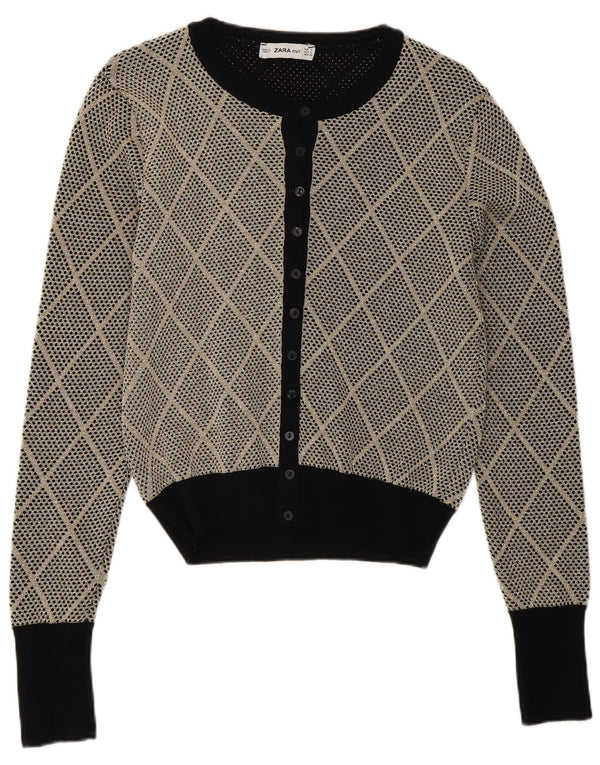 Pulover cardigan pentru femei Zara UK 10 mic gri Argyle/Diamond Viscose