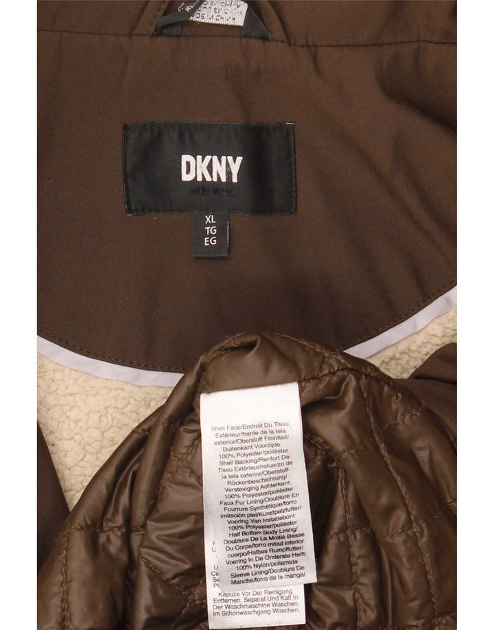 Pardesiu Sherpa Dkny pentru femei UK 18 XL Maro Poliester