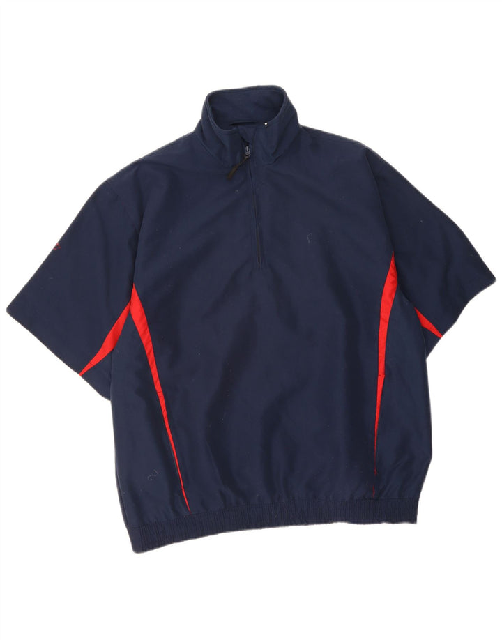 KARTEL Mens Short Sleeve Zip Neck Pullover Tracksuit Top Large Navy Blue