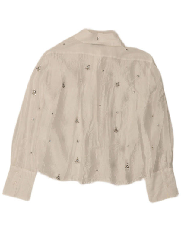 Bluză cămașă supradimensionată pentru femei ZARA UK 6 XS Albă