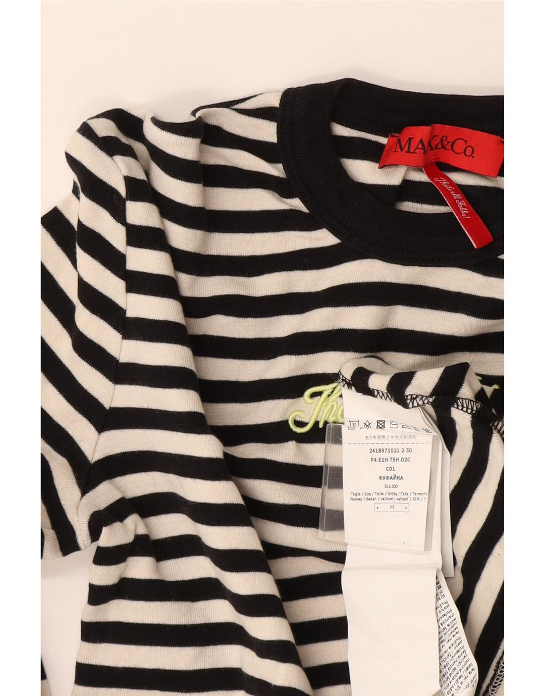 Max & Co. Top cu grafic crop pentru femei cu mânecă lungă UK 12 Medium Black Dunge