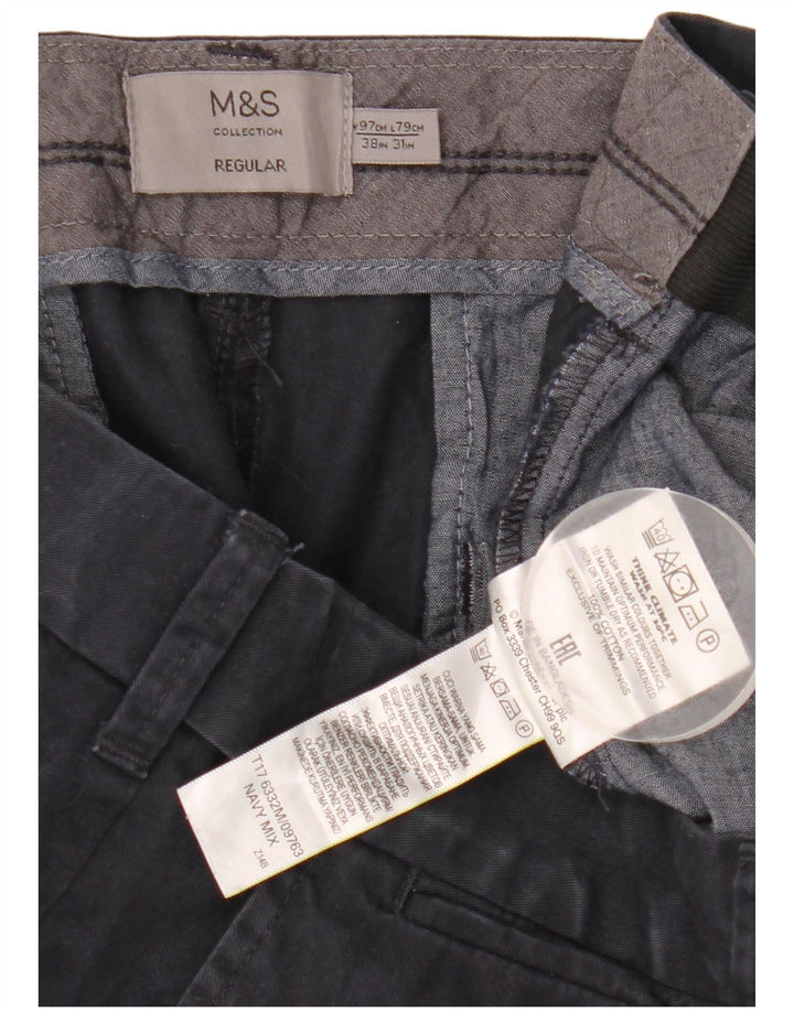 Pantaloni chino obișnuiți, drepti, pentru bărbați Marks & Spencer, L38 L31, bleumarin