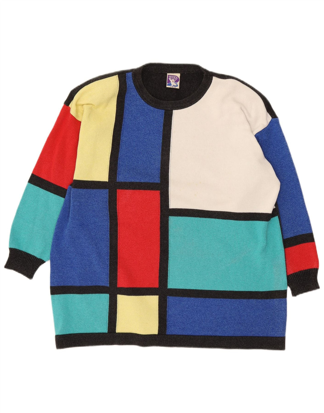 Yessica Pulover pentru damă cu decolteu rotund EU 44/46 mare multicolor