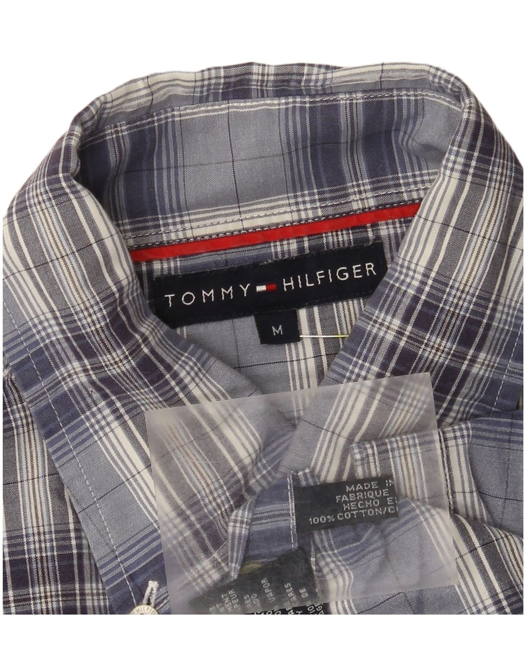 Cămașă cu mânecă scurtă Tommy Hilfiger pentru bărbați, bumbac cu carouri albastru mediu