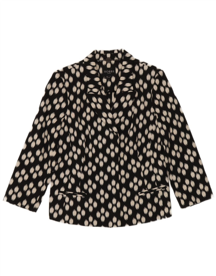 Jachetă Hobbs pentru femei cu mâneci 3/4 deschise, UK 12 Medium Black Spotted