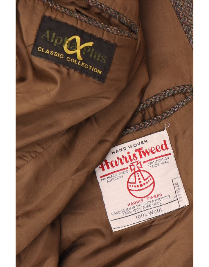 Jachetă pentru bărbați Harris Tweed, cu 2 nasturi, UK 40, lână mare maro, cu oase