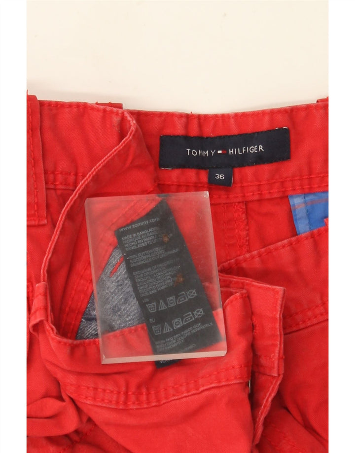 TOMMY HILFIGER Pantaloni scurți cargo pentru bărbați W36, bumbac roșu mare