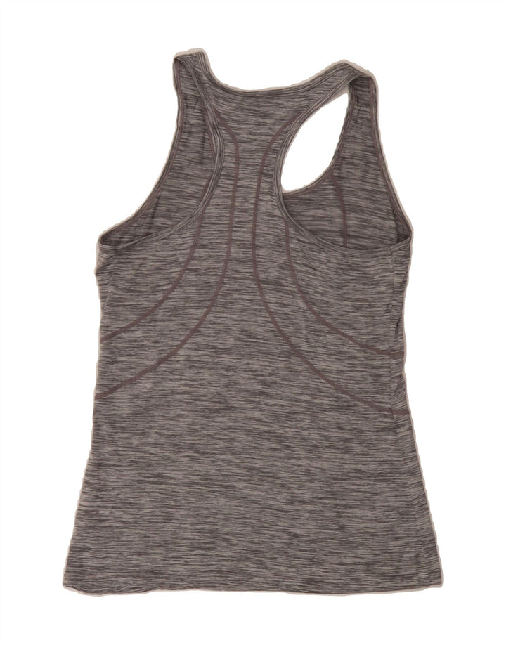 REEBOK Womens Vest Top UK 8 Small Grey Pinstripe Polyester Vintage Reebok and Second-Hand Reebok from Messina Hembry 