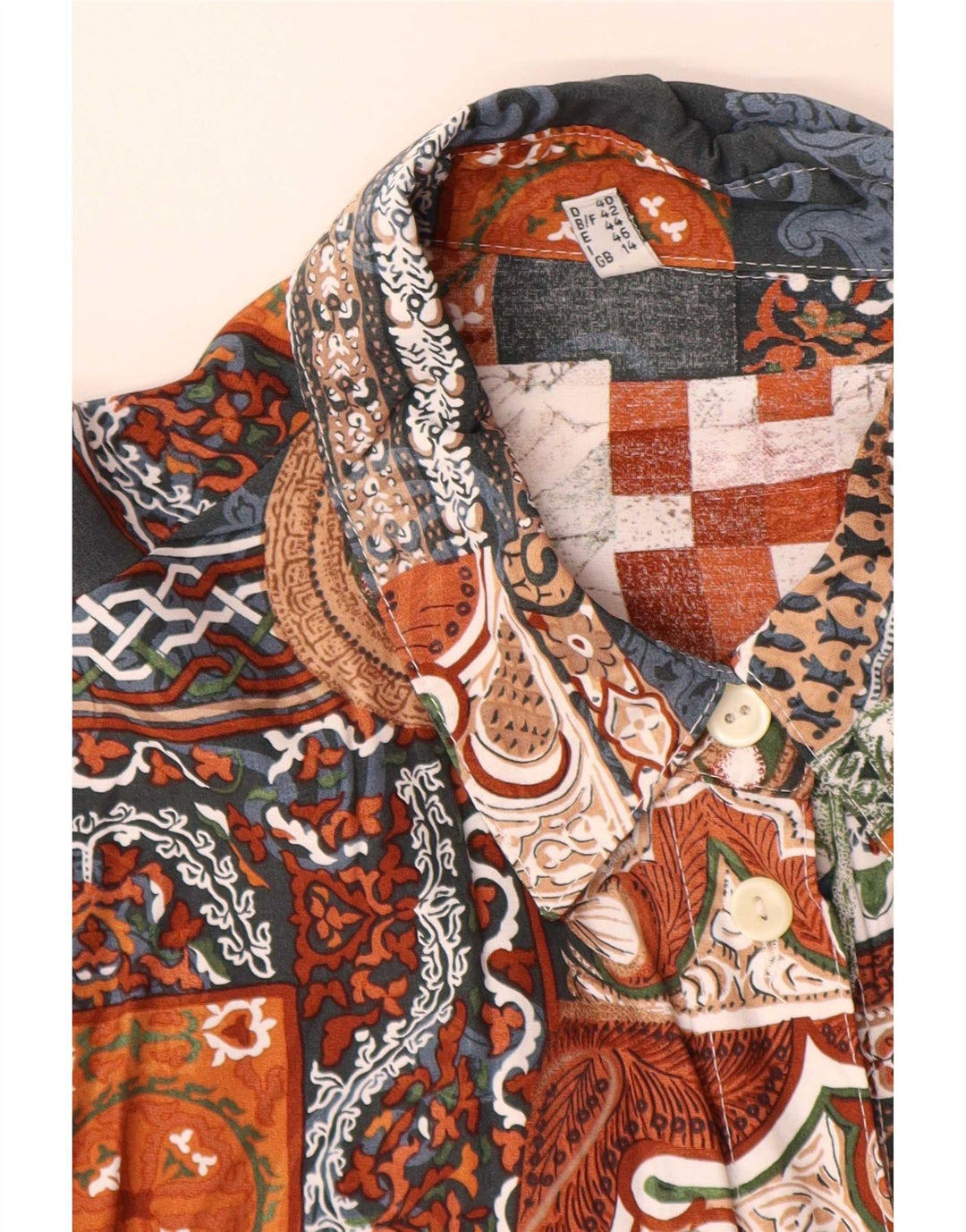 Cămașă vintage pentru femei cu paragate UK 14 mare, multicoloră, viscoză