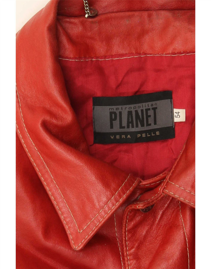 Geacă de piele pentru bărbați Planet IT 54 2XL roșu