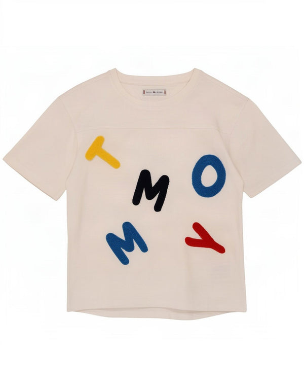 Tricou grafic Tommy Hilfiger pentru baieti Top 9-10 ani bumbac alb