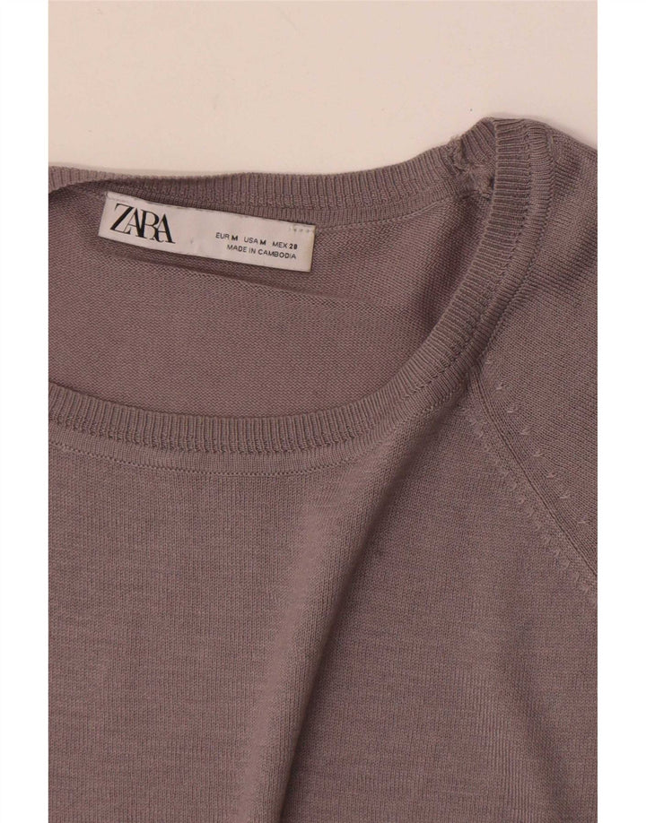 Pulover pentru femeie cu gât de barcă Zara UK 14, gri mediu