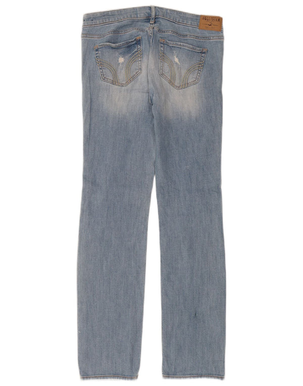 Blugi drepți distressed pentru femei Hollister US 5 Small W27 L31 Blue Cotton