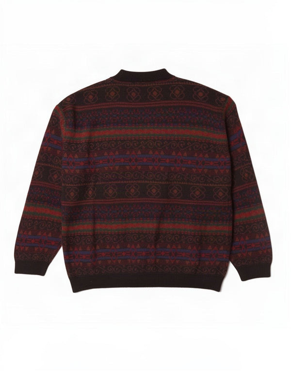 Pulover vintage pentru bărbați cu gât țestoasă XL multicolor Fair Isle acrilic